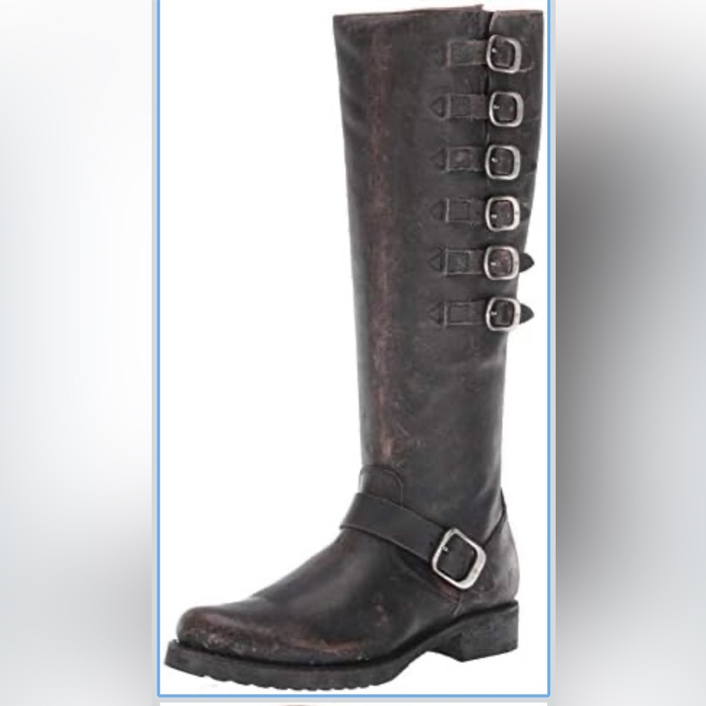 EUC Frye Black Knee-High Buckle Boots